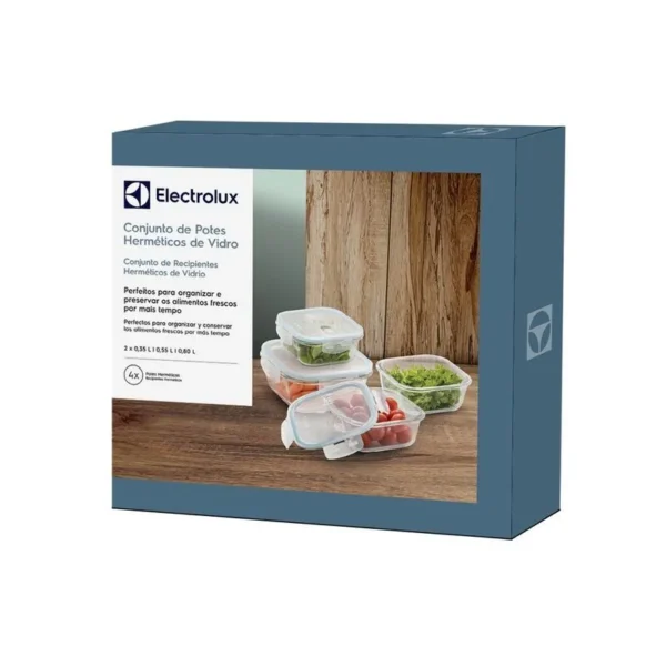 Potes Hérmeticos Electrolux de Vidro Quadrados 4 Unidades - #2490 - Imagem 5