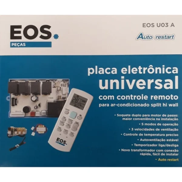 Placa Eletrônica Universal c/ Controle Remoto 220V (Hi-Wall) EOS-U03A - #1309